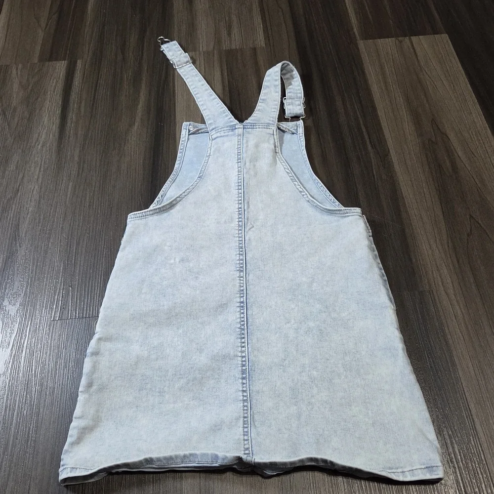 Girls Art Class Denim Overalls Jeans Dress Size Large 10-12 Light Blue Pockets